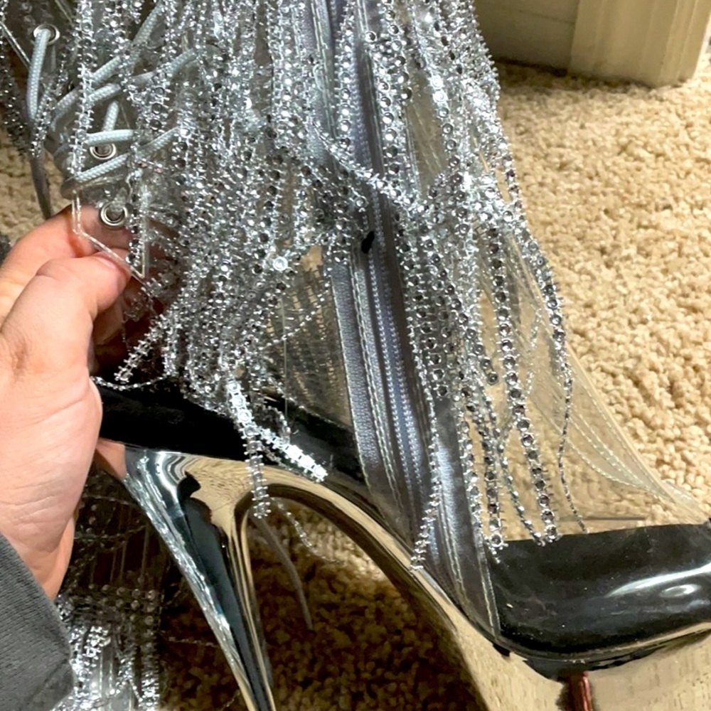 Stripper Heel Pleasures Dazzle silver